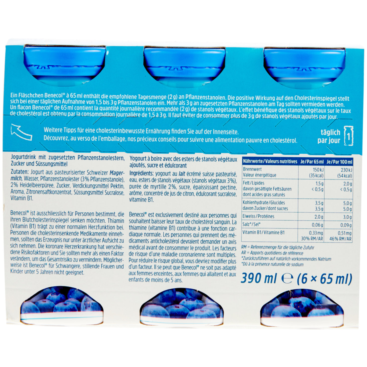 Benecol Heidelbeer 6x65ml