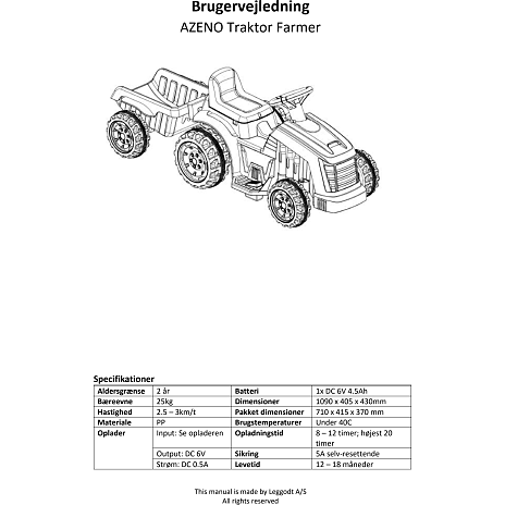 Azeno havetraktor m. lad