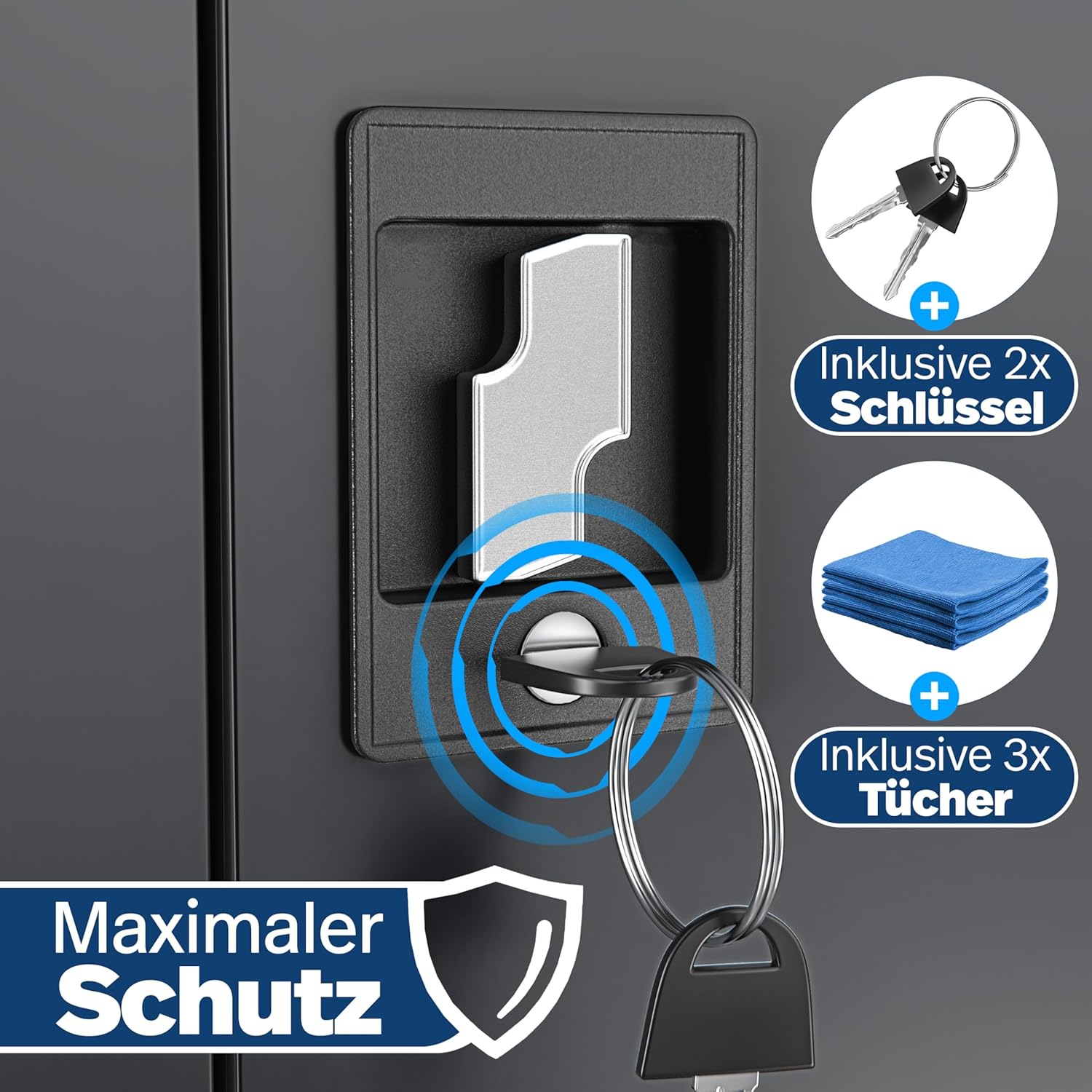 KESSER® Aktenschrank abschließbar mit Flügeltüren 180x60x40cm | Büroschrank aus Stahl mit 4 höhenverstellbaren Einlegeböden | Mehrzweckschrank 5 flexible Fächer, max. 40 kg pro Fach, inkl. 2 Schlüssel RD0509165