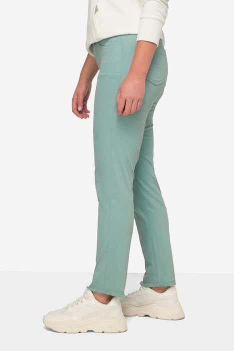 7/8-Slimhose, schmale Passform, 4-Pocket, Fransensaum, mit recyceltem Polyester