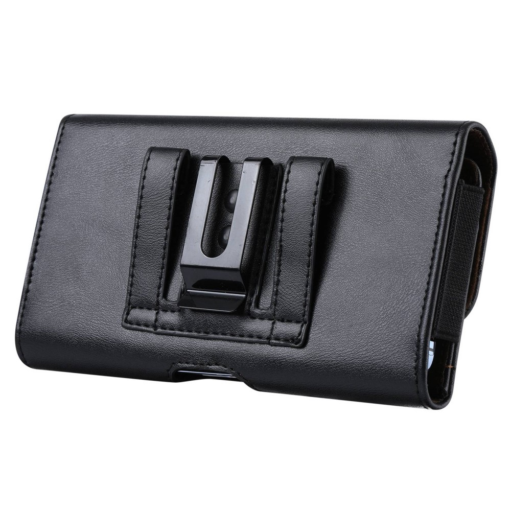(18x9x2cm) Universal XXXL Leder Tasche mit Gürtelclip - Schwarz