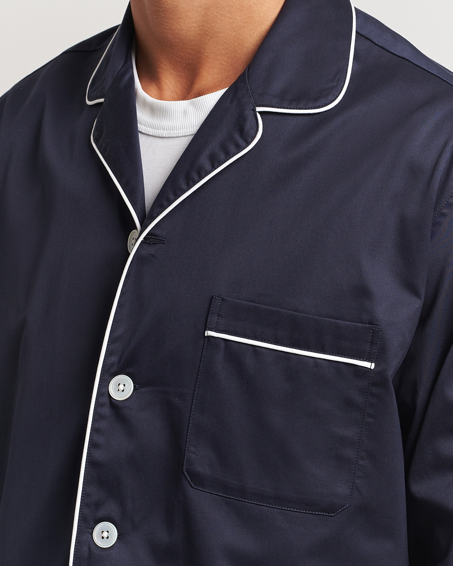 Tekla Sateen Pyjama Shirt Chelsea Navy