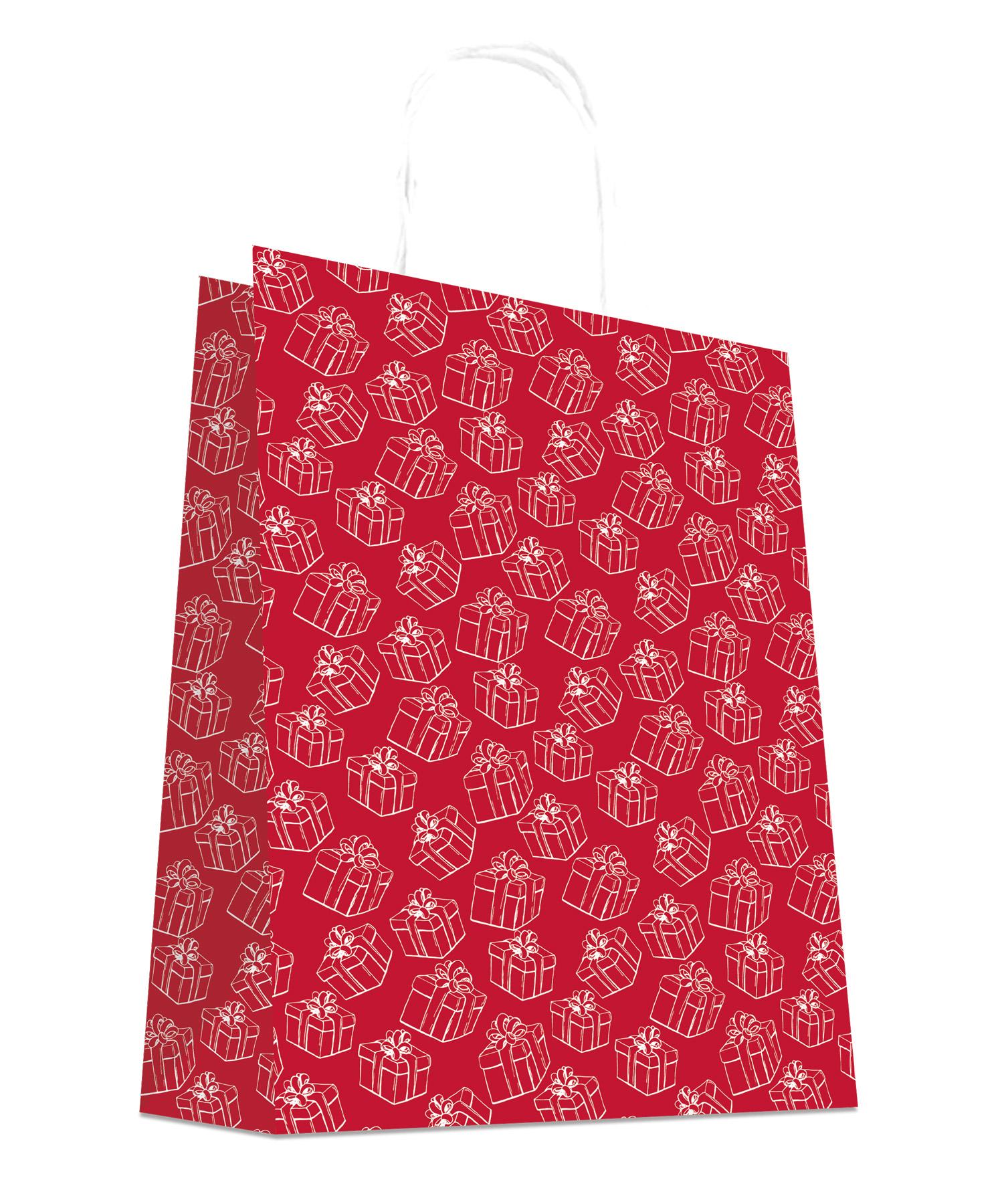 SAC CABAS ROUGE CADEAUX 18X8X23CM