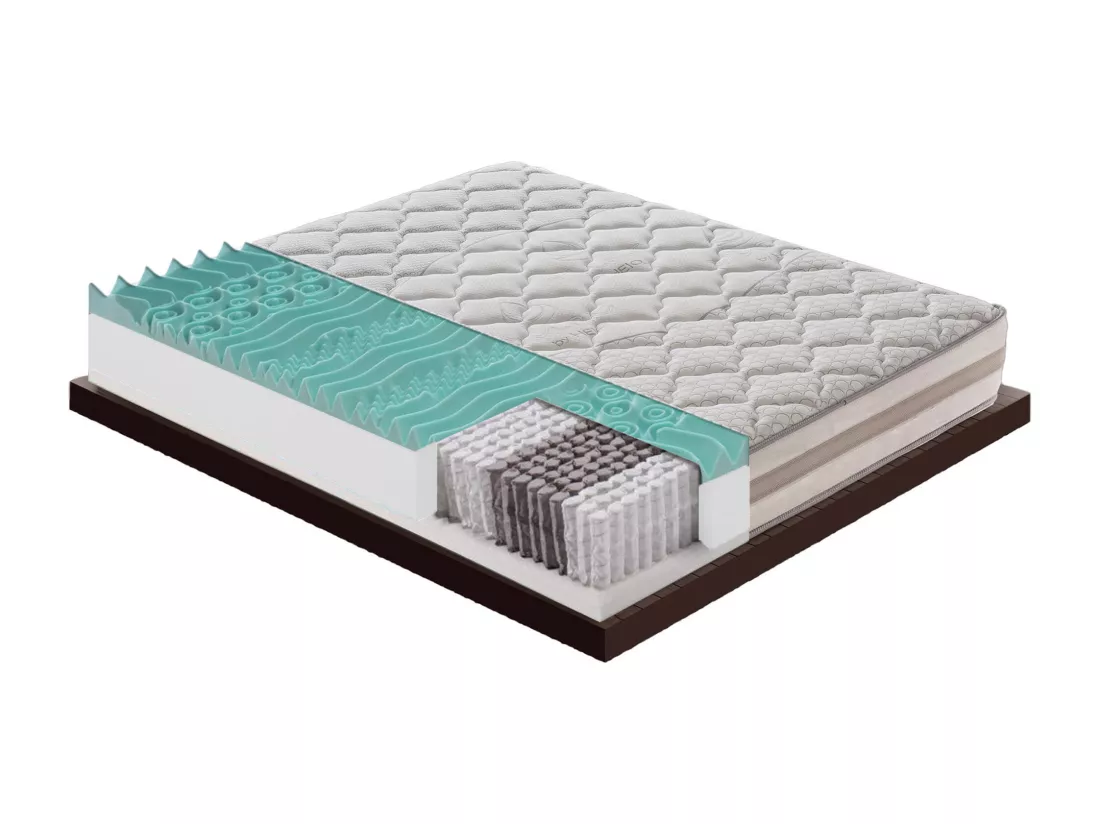 Matelas à ressorts ensachés et à mémoire de forme - 9 zones différenciées - déhoussable - hauteur 25 cm 100x190 cm