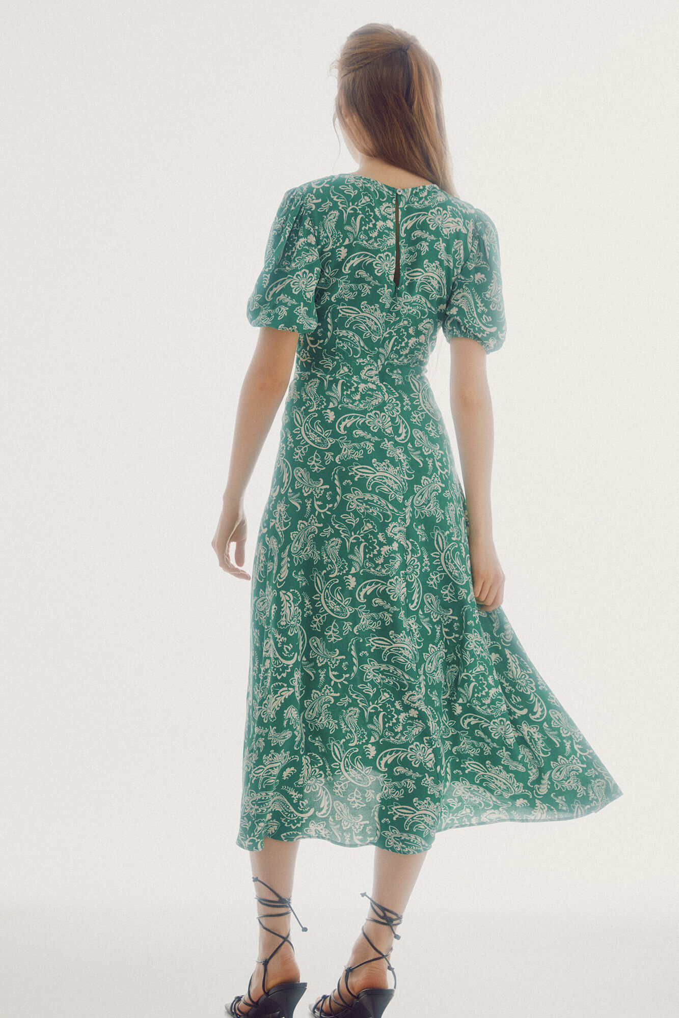 Vestido midi estampado - Multicolorido
