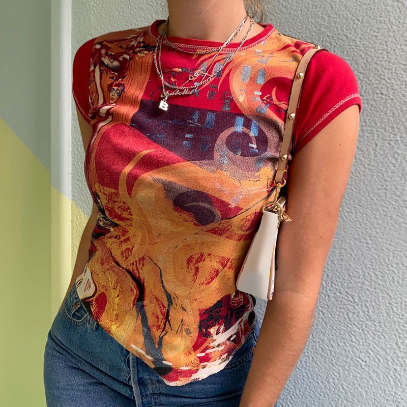 Sosana - Top met capuchon, naad en print