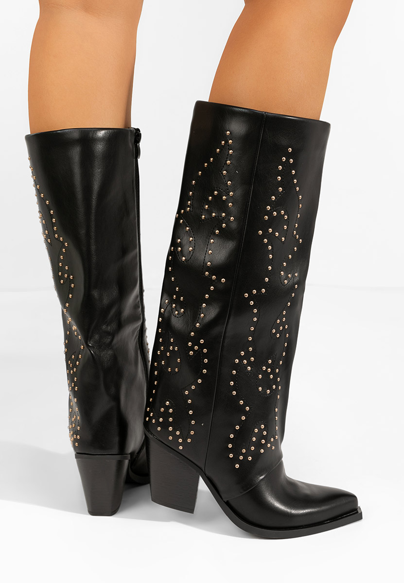 Bottes à talon carré noires Arlindia