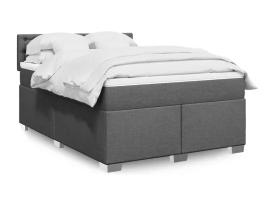 Sommier à lattes de lit avec matelas Gris foncé 160x200cm Tissu
