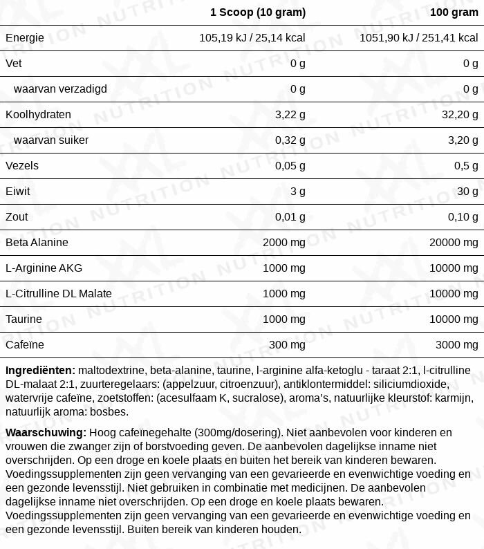 XXL Nutrition Blast Pre Workout Fruit Punch (300 gr)