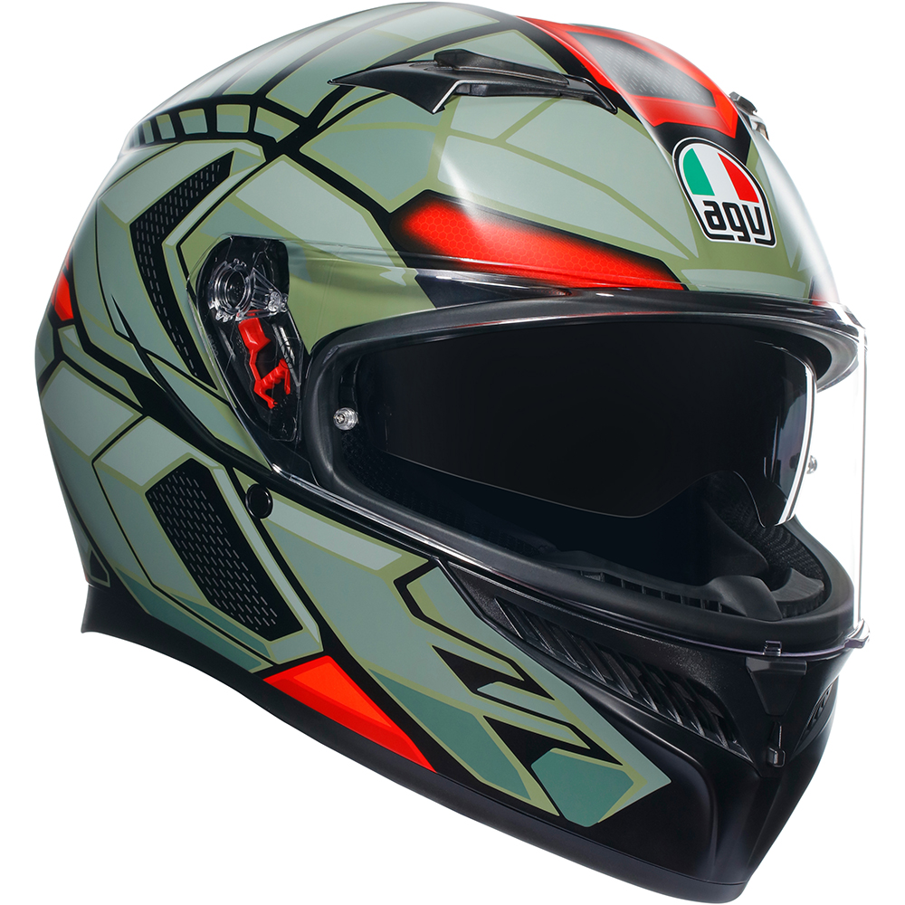 AGV - Casque K3 Decept Vert / Rouge / Noir Mat