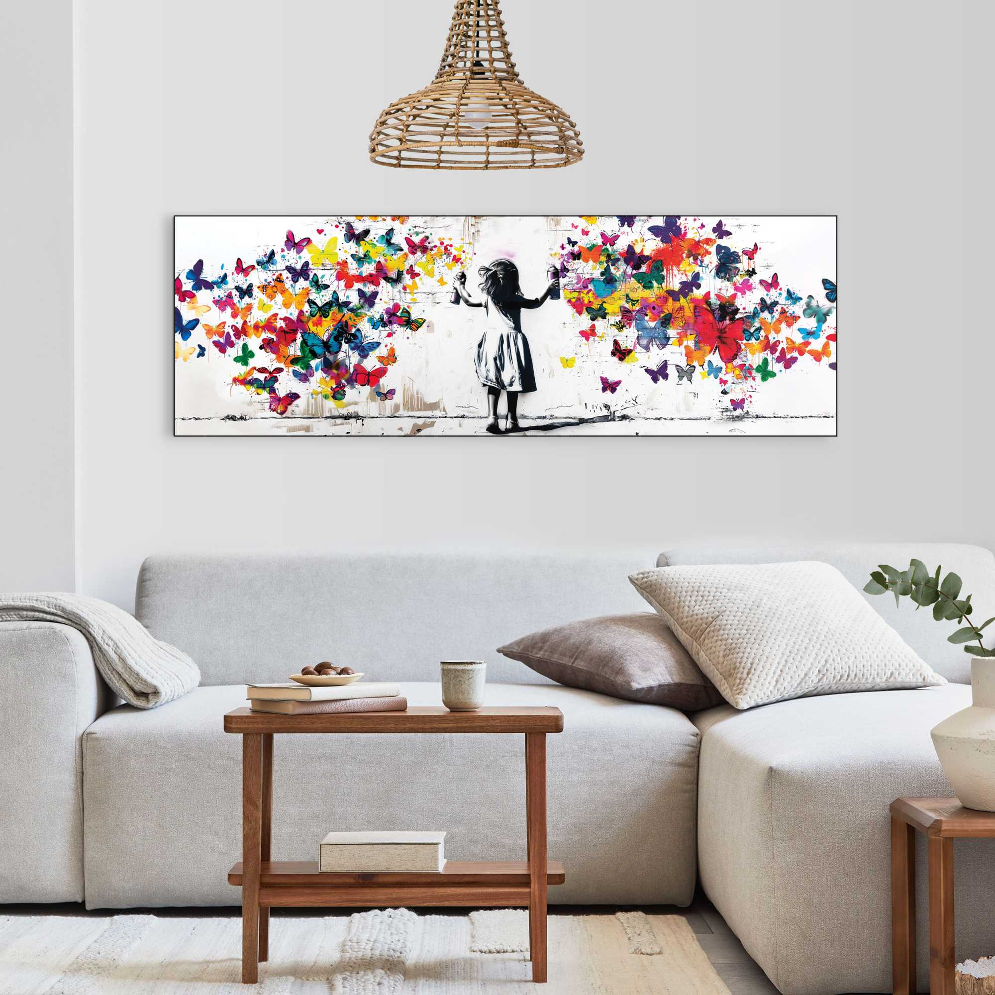 Reinders - Girl Spraying - Schilderij 156x52 cm - Bont