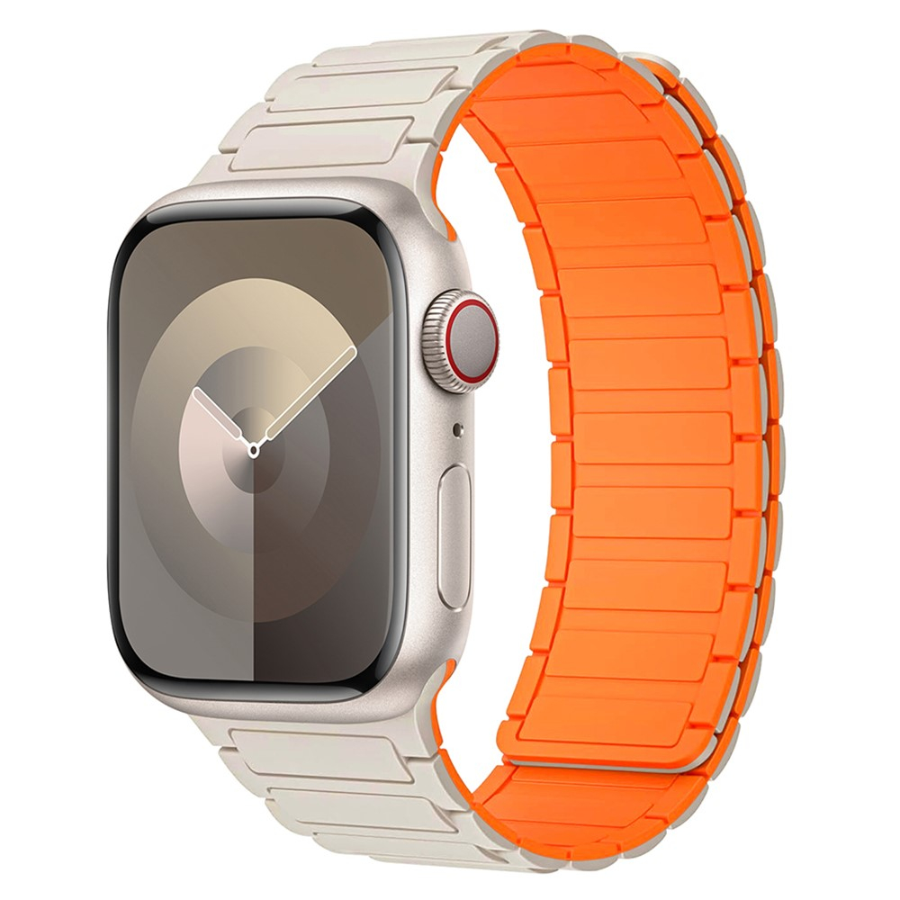 Apple Watch (49/46/45/44 mm) Silikon Armband mit Magnetverschluss (Gelenkumfang: 175 - 240 mm) - Grau / Orange