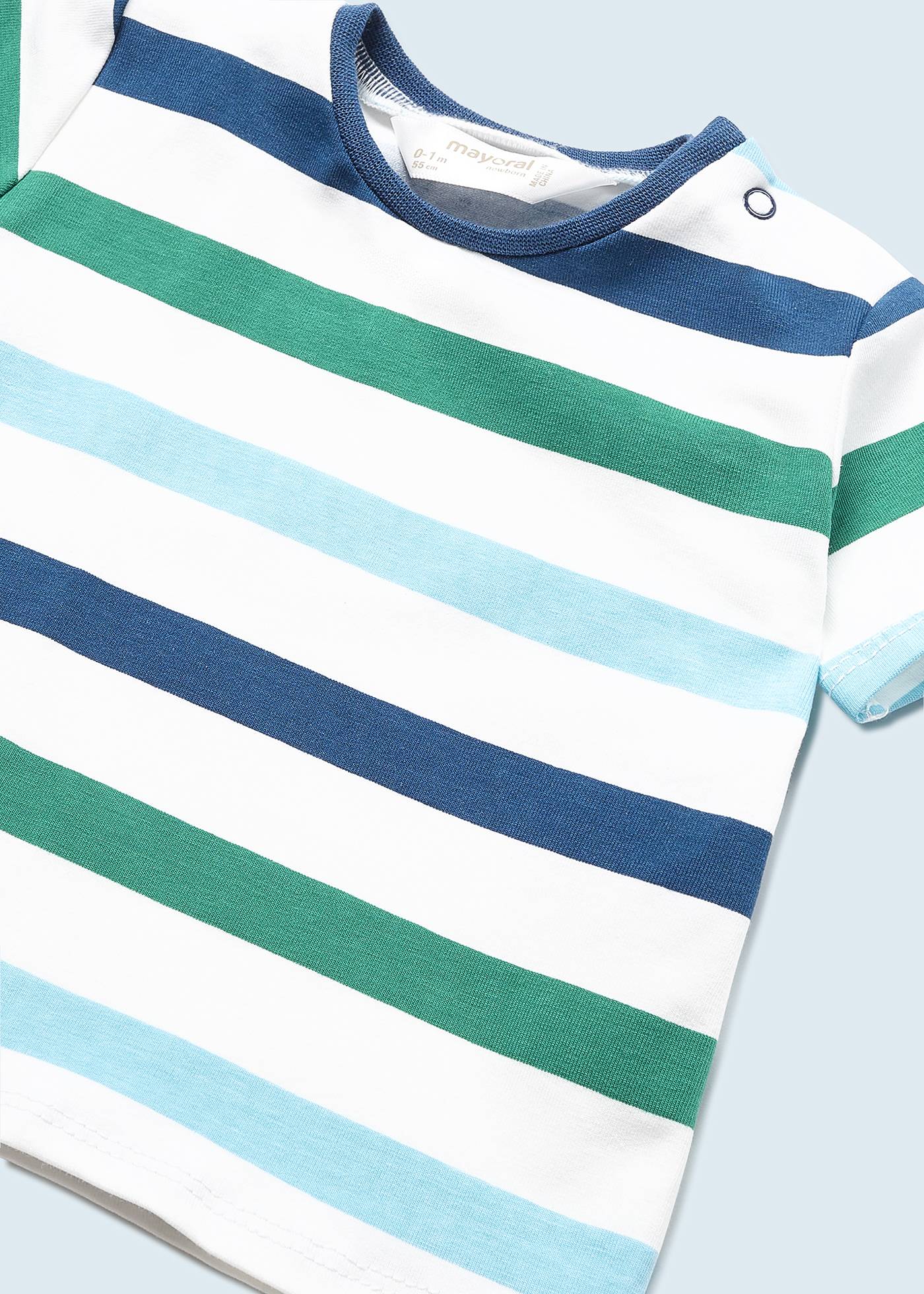 Jardineira jeans com camiseta de algodão para recém-nascido
