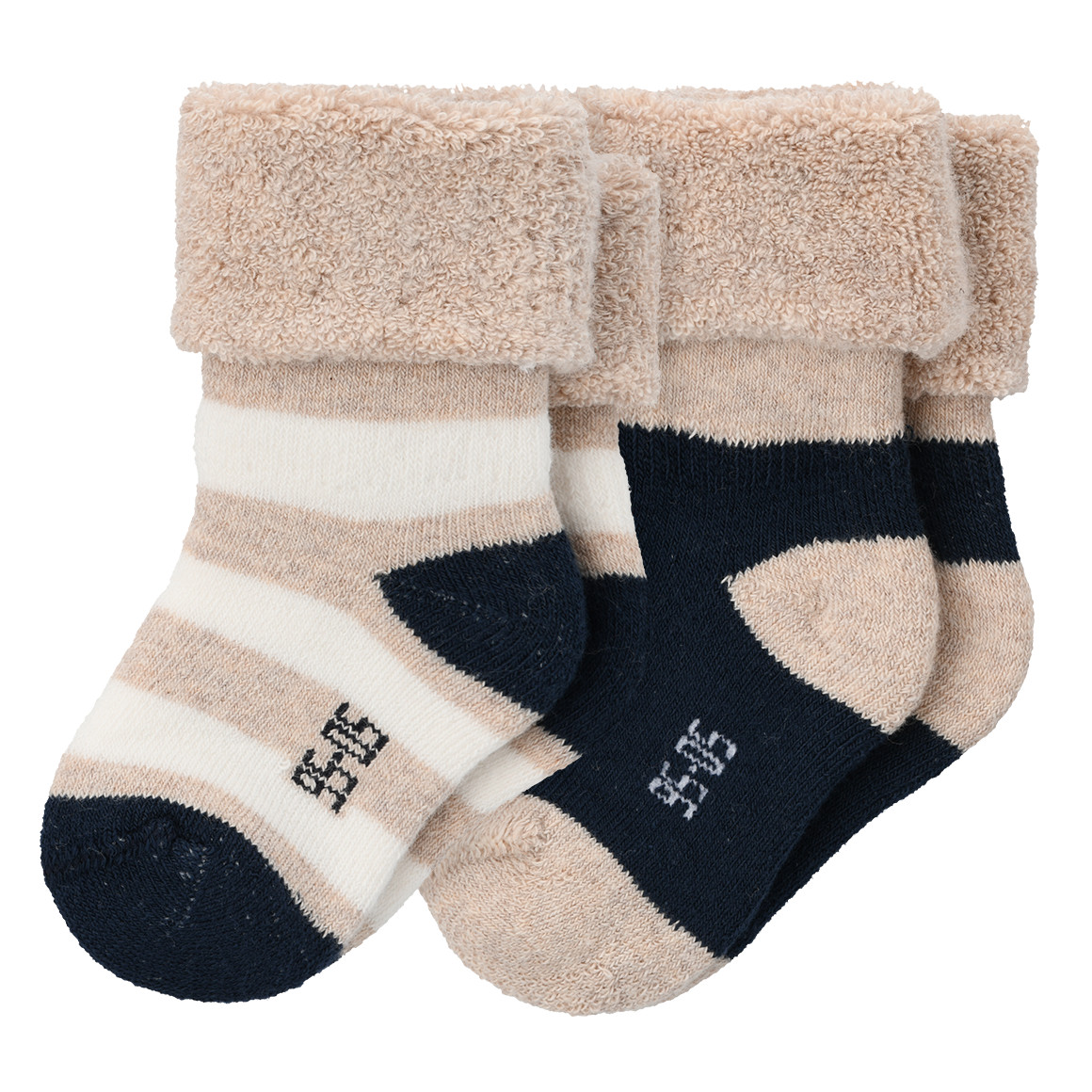 Topomini 2 Newborn Socken mit Frottee dunkelblau / beige