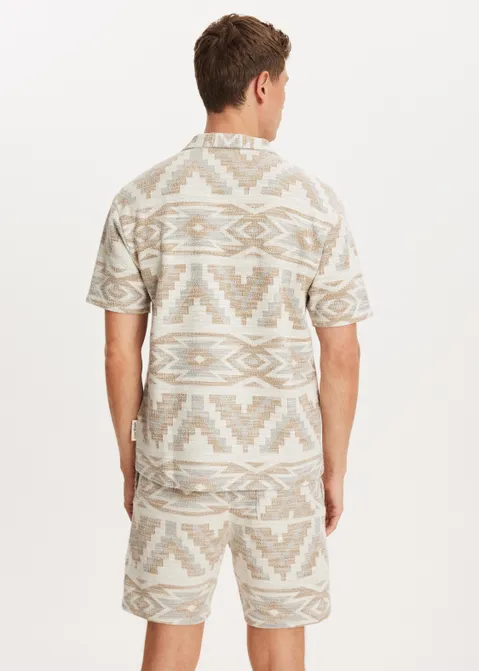 Overhemd jacquard zand (ZAND)