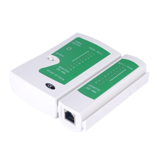 Universal Netzwerk Kabel Tester Prüfer mit LED Anzeige für CAT 5 / 6 / 7 und RJ11 / RJ45 / 10/100 Base-T / Telefonkabel Anschluss - Weiss