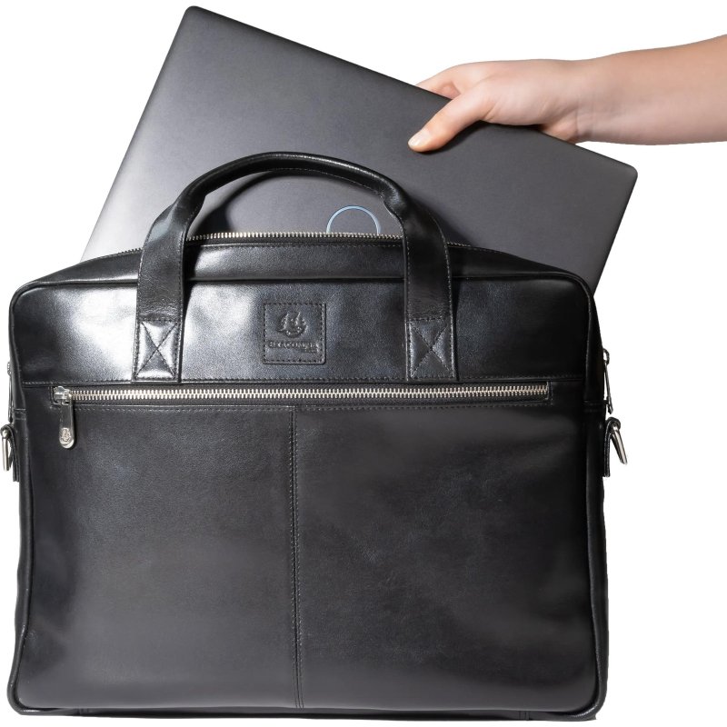 Exacompta Sacoche en cuir noir Exactive pour ordinateur portable  15,6''