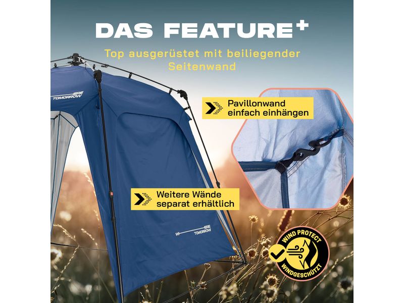 Where tomorrow Pavillon Pop Up - Blau Outdoor-Pavillon mit Seitenschutz