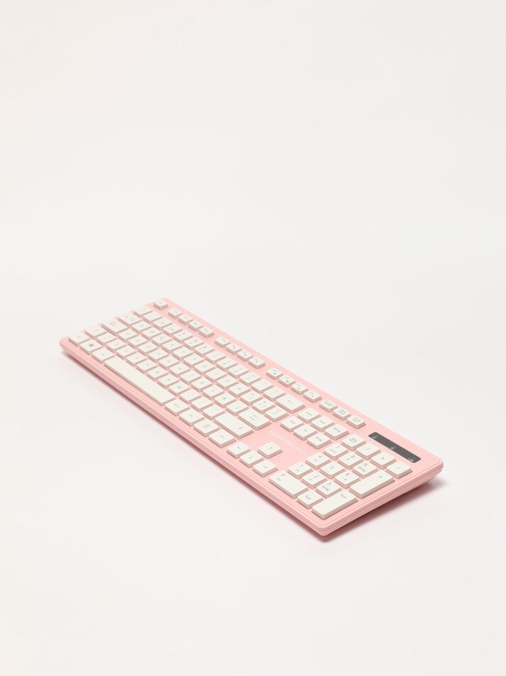 Conjunto de teclado e mouse sem fio - Rosa Claro