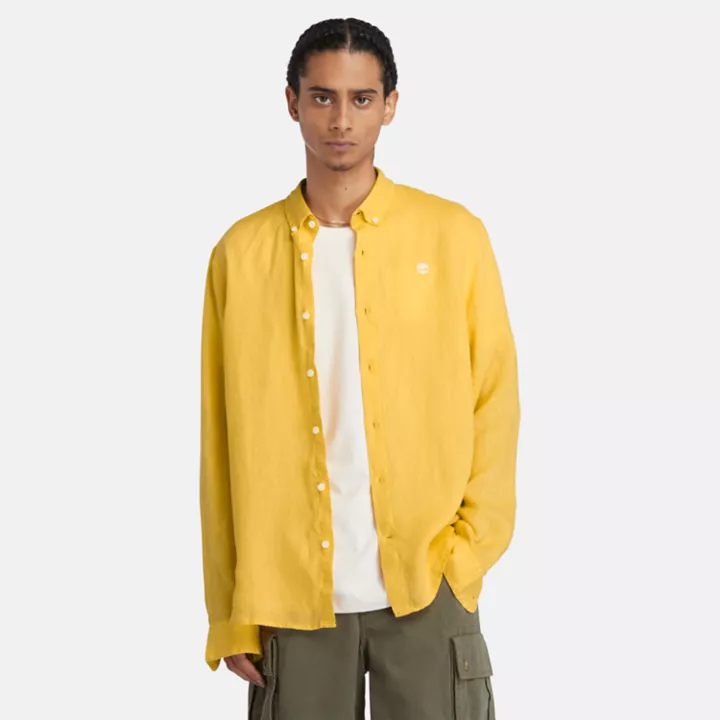 Chemise en lin Mill Brook pour homme en jaune
