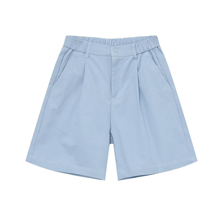 DragonRoad - Mid Rise Plain Wide Leg Shorts