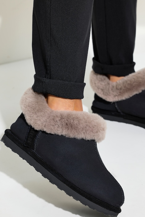 Lammfell-Schuh, Veloursleder, Lammfellfutter