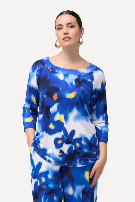 Shirt, Blüten, Classic, Rundhals, 3/4-Arm