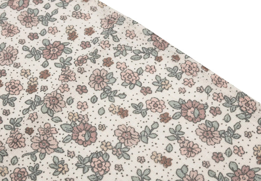 hydrofiel monddoekje 31x31cm Retro Flowers - set van 3 oatmeal