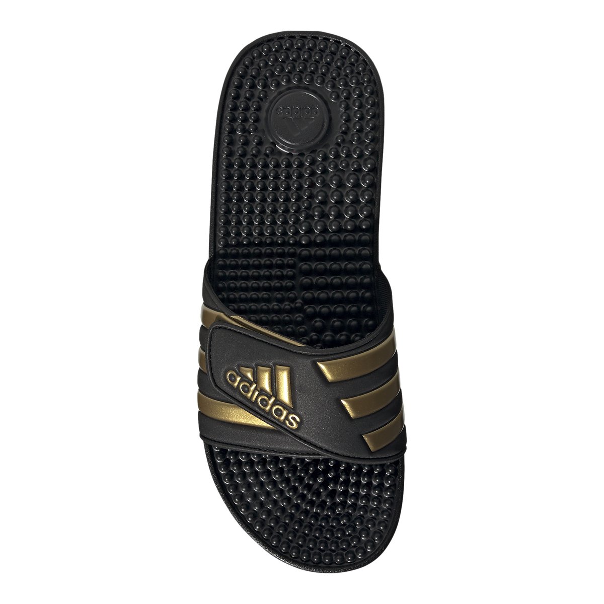 ADIDAS-Adissage-tb.-Sandales athlétiques à glissière - Talon plat - Noir/Or Multi