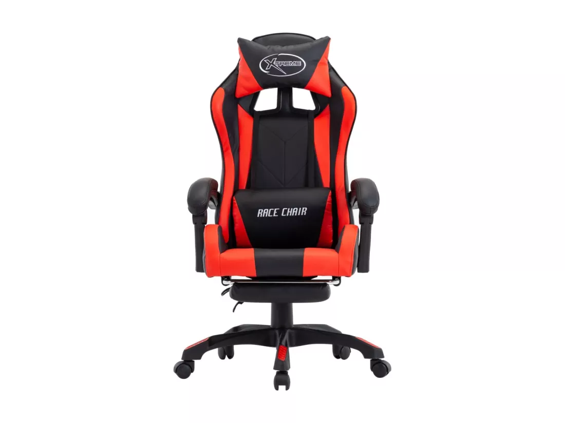 Fauteuil de jeux vidéo et repose-pied Rouge et noir Similicuir