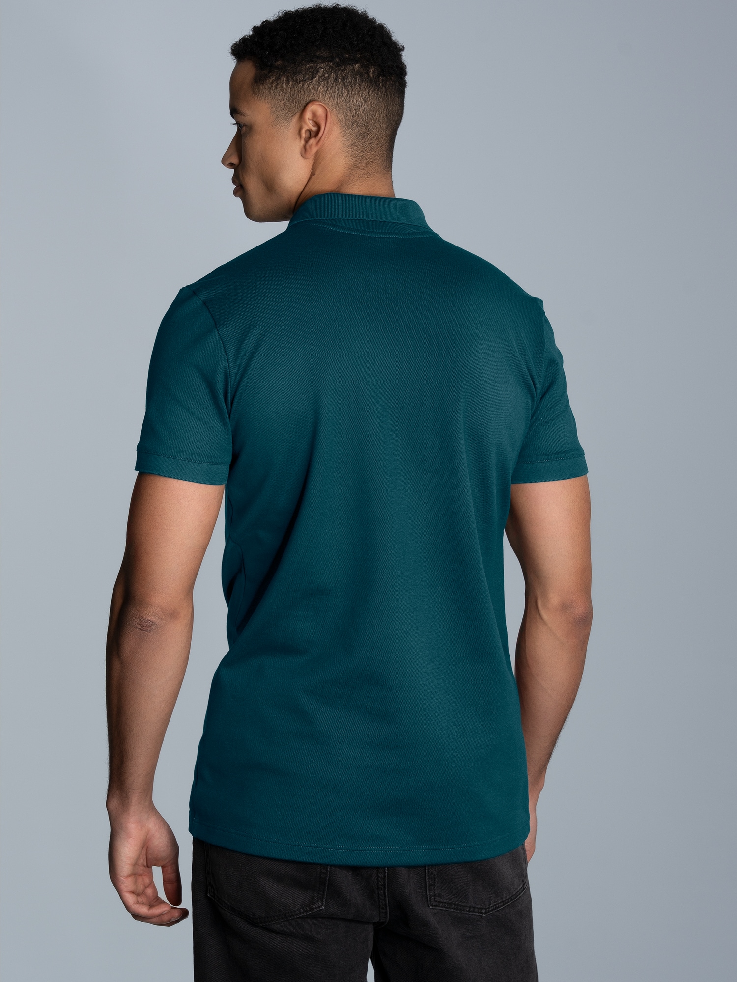 Poloshirt aus elast. Piqué Saphir