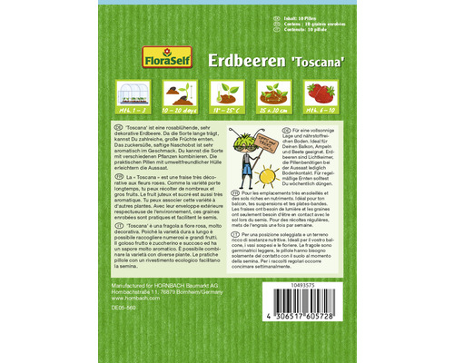 Aardbeienzaadjes FloraSelf Floralie Tuinieren met kinderen 'Toscana' zaadpillen