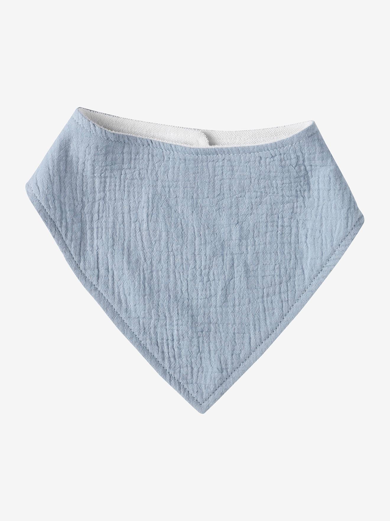 3 babadores bandana lisos em chiffon de algodão verde claro com estampas