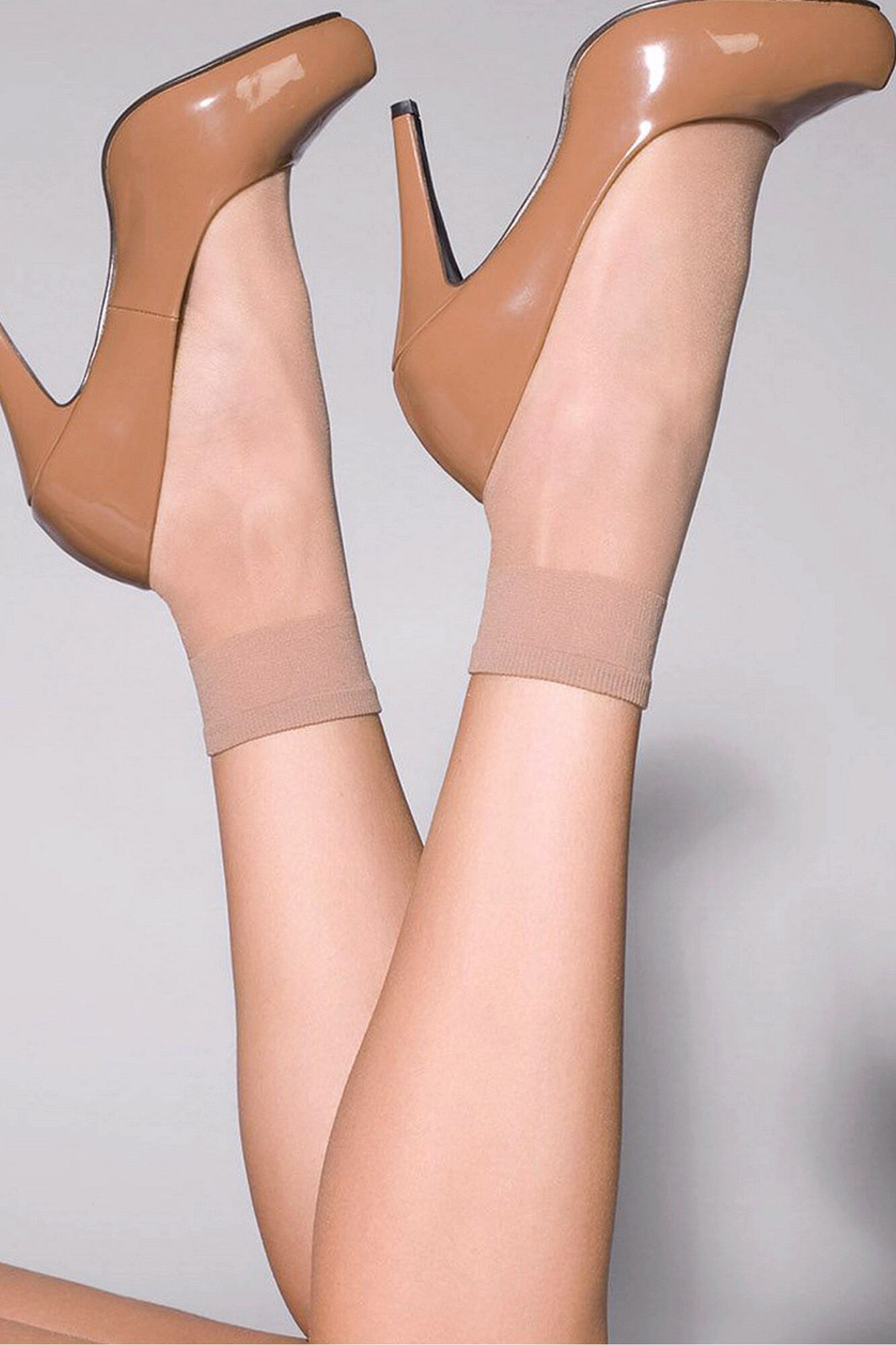 Pacote com 2 pares de meias maxi largas até o tornozelo, cor nude (20dn)