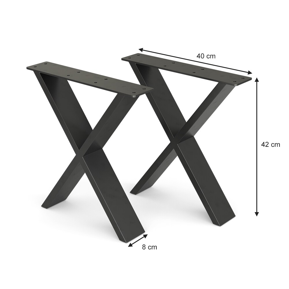 Vicco Loft Tischkufen X-Form 42cm Tischbeine Tischgestell Couchtisch Möbelfüße