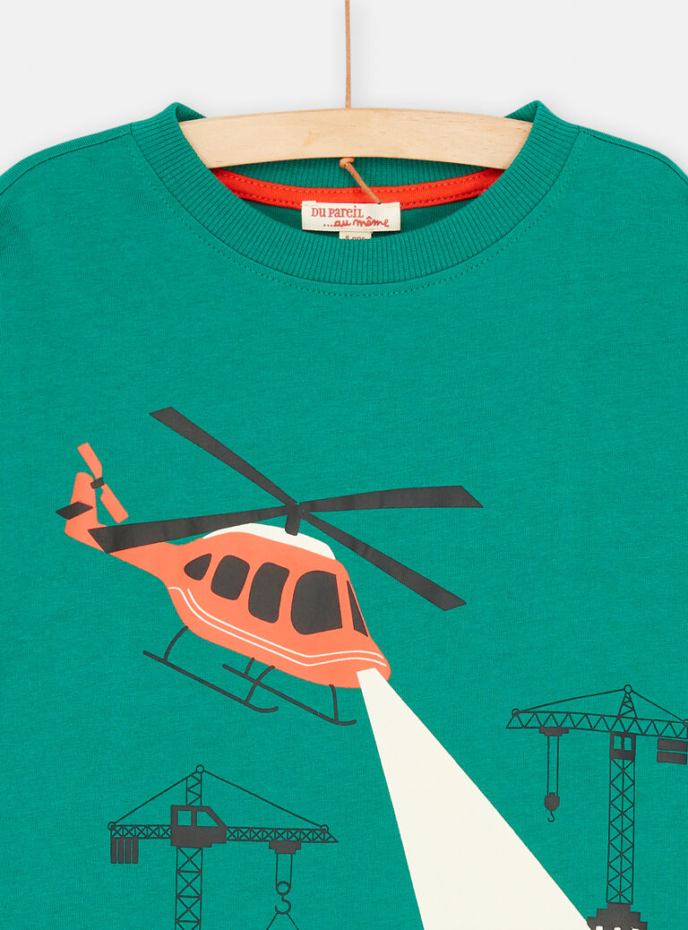 T-shirt vert empire à animation dinosaure pour garçon