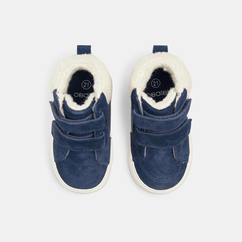 Baskets montantes fourrées à scratchs bleues bébé garçon Bleu