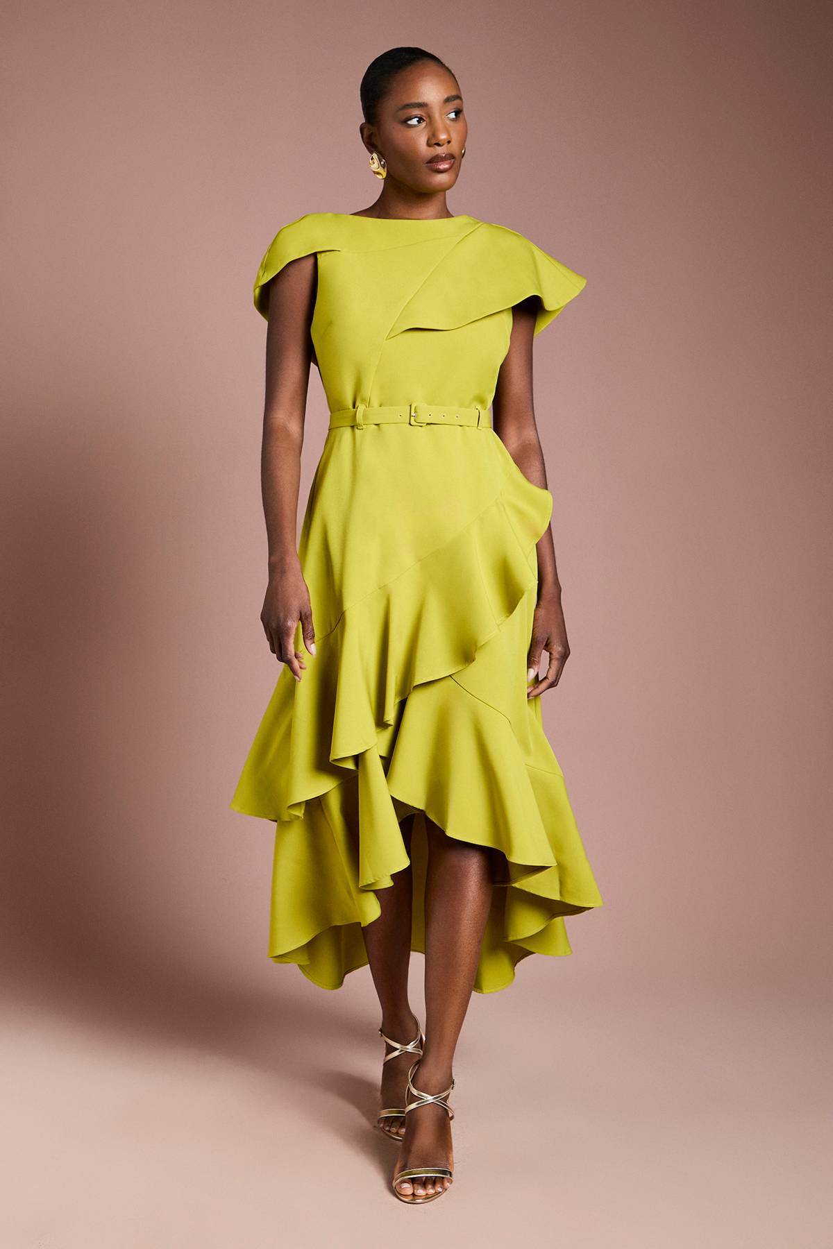 Coast Robe Midi Ceinturée en Crêpe Cascade