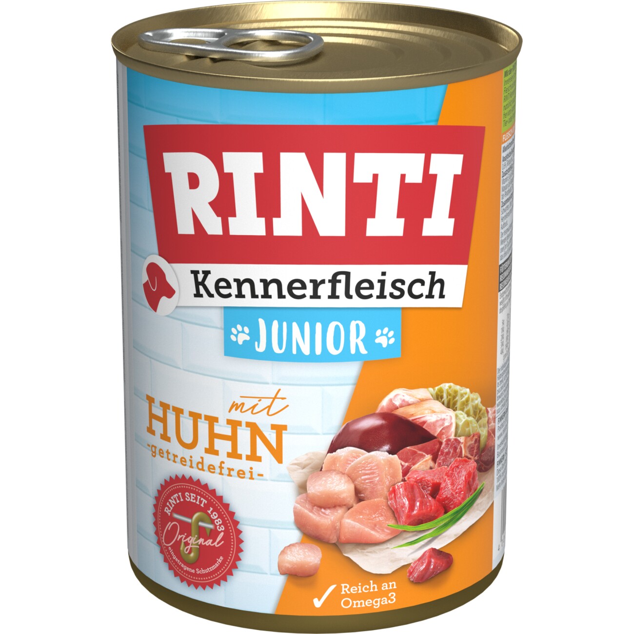 RINTI Kennerfleisch Nassfutter Hund, Junior, Dose 12x400 g Huhn