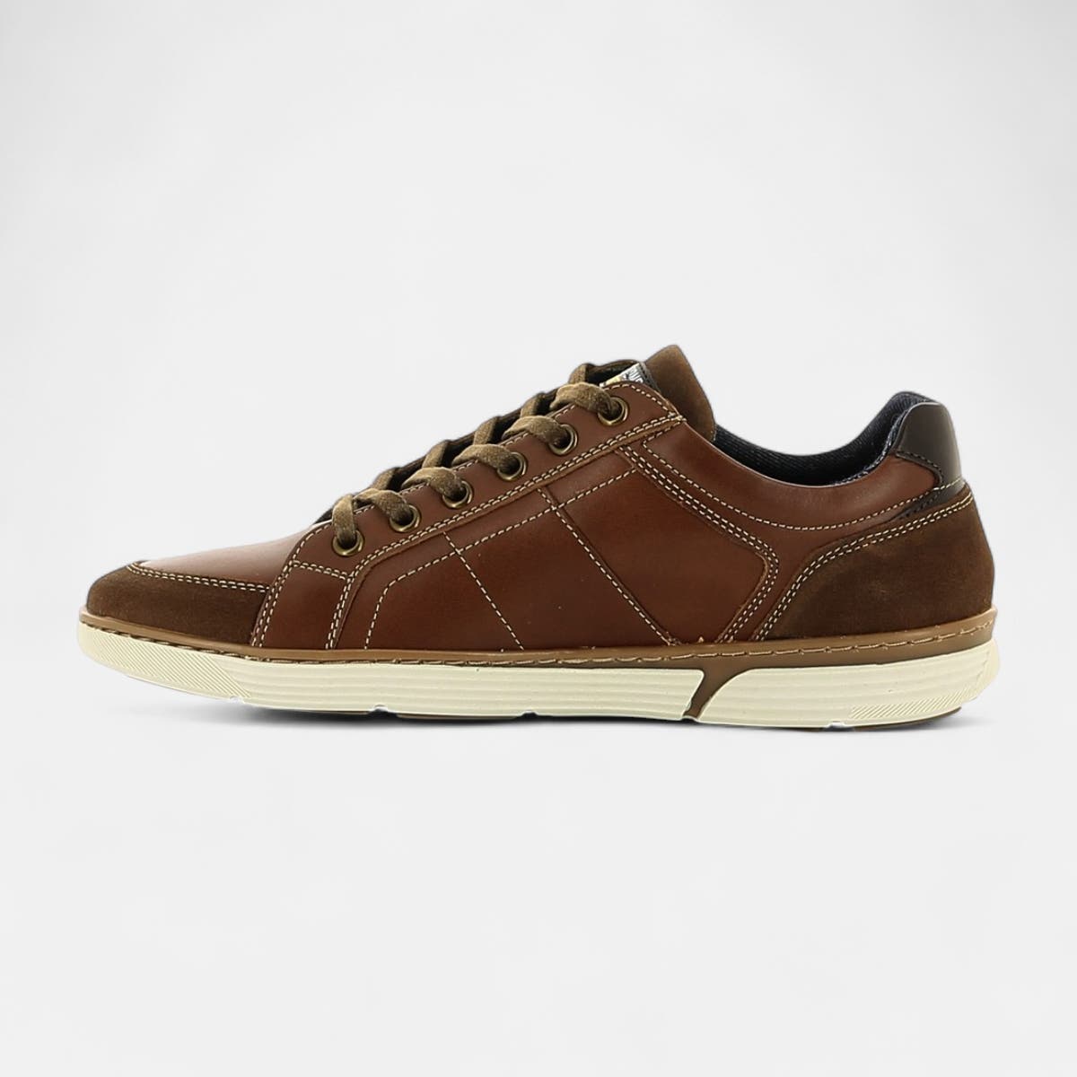 Baskets basses Homme en cuir cognac