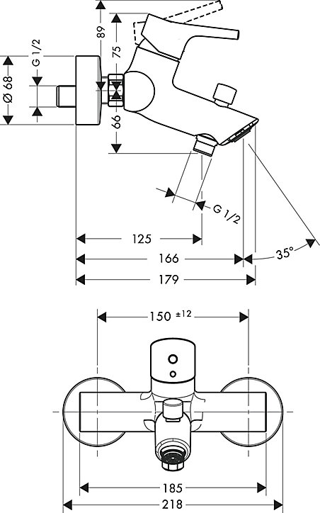 Mitigeur de baignoire chromé Hansgrohe Talis S