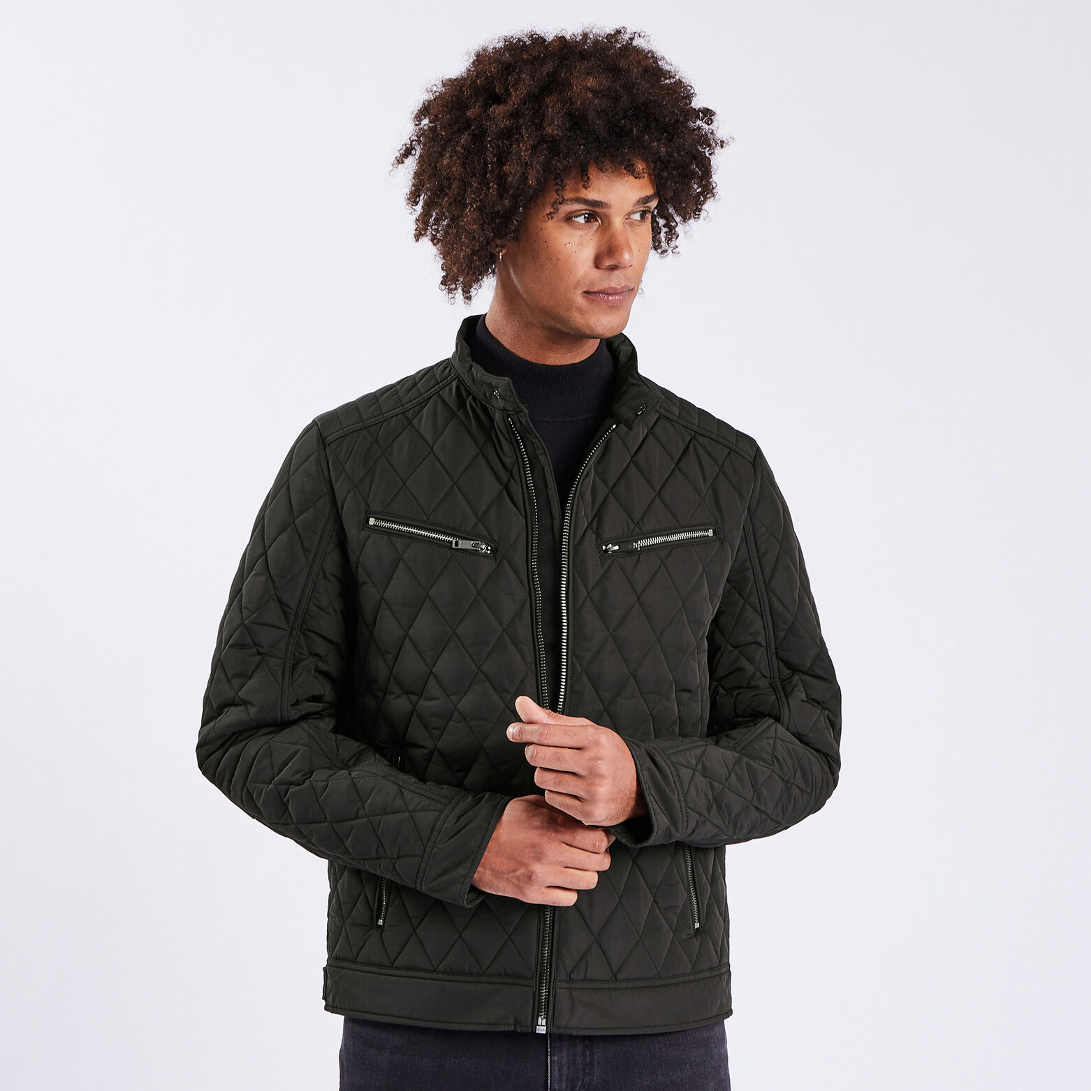 Blouson col biker Noir