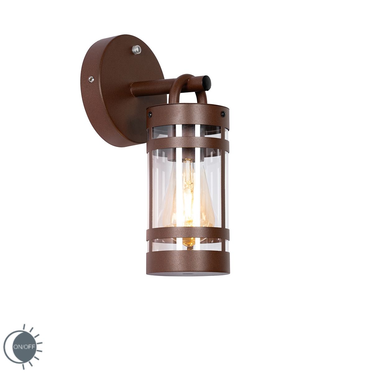 Buiten wandlamp roestbruin IP44 met schemersensor - Ruben