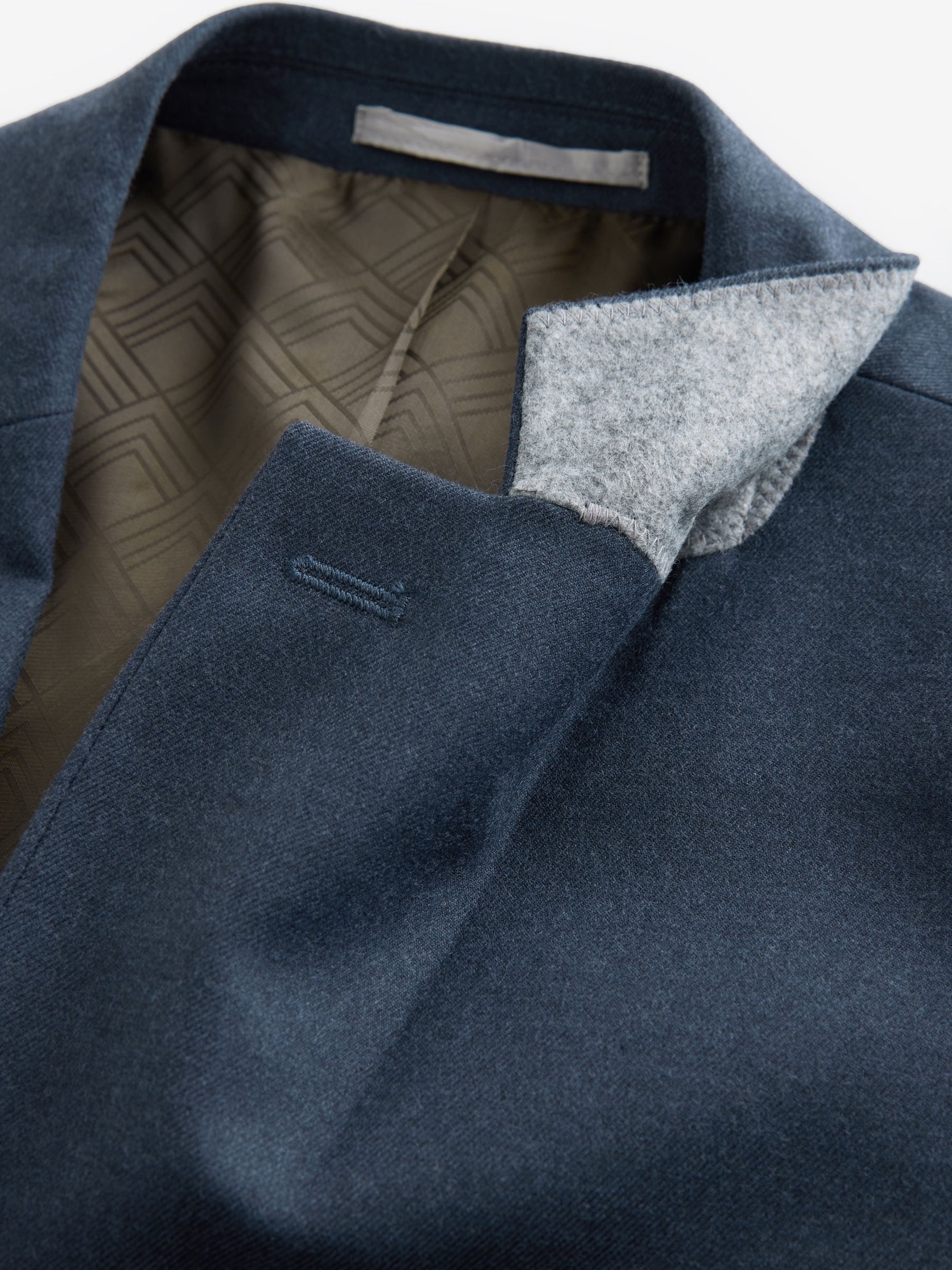 Blauw - Slim Fit Textured Flannel Suit Jacket