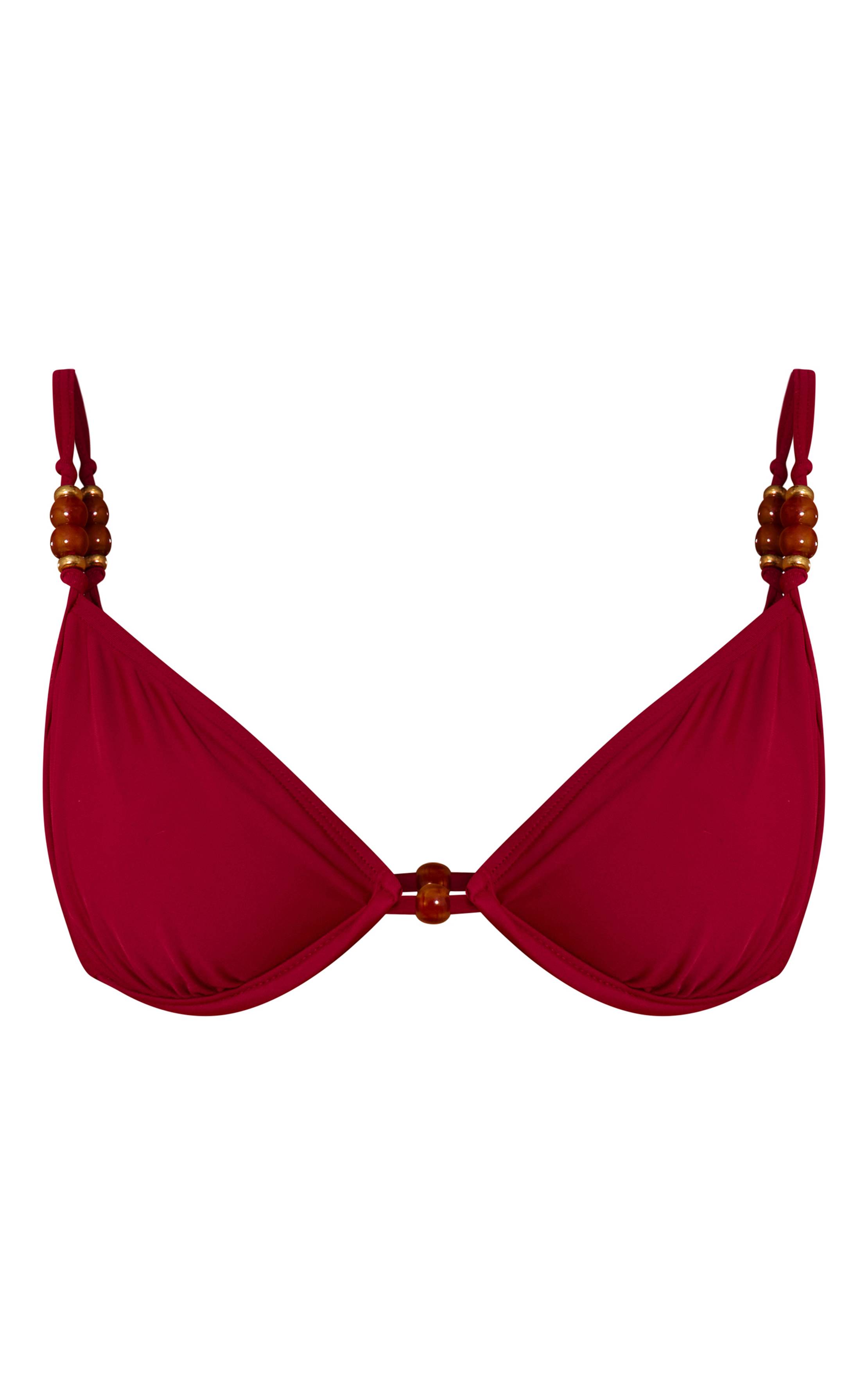 Magenta Haut De Bikini À Bonnets En Mesh Froncé