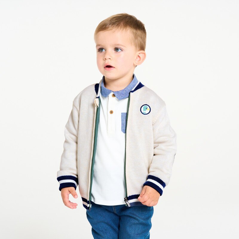 Gilet zippé maille réversible vert bébé garçon Vert