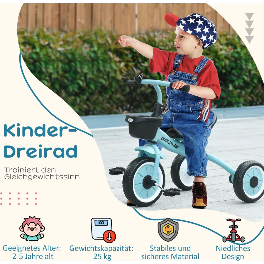 AIYAPLAY Dreirad mit Korb blau