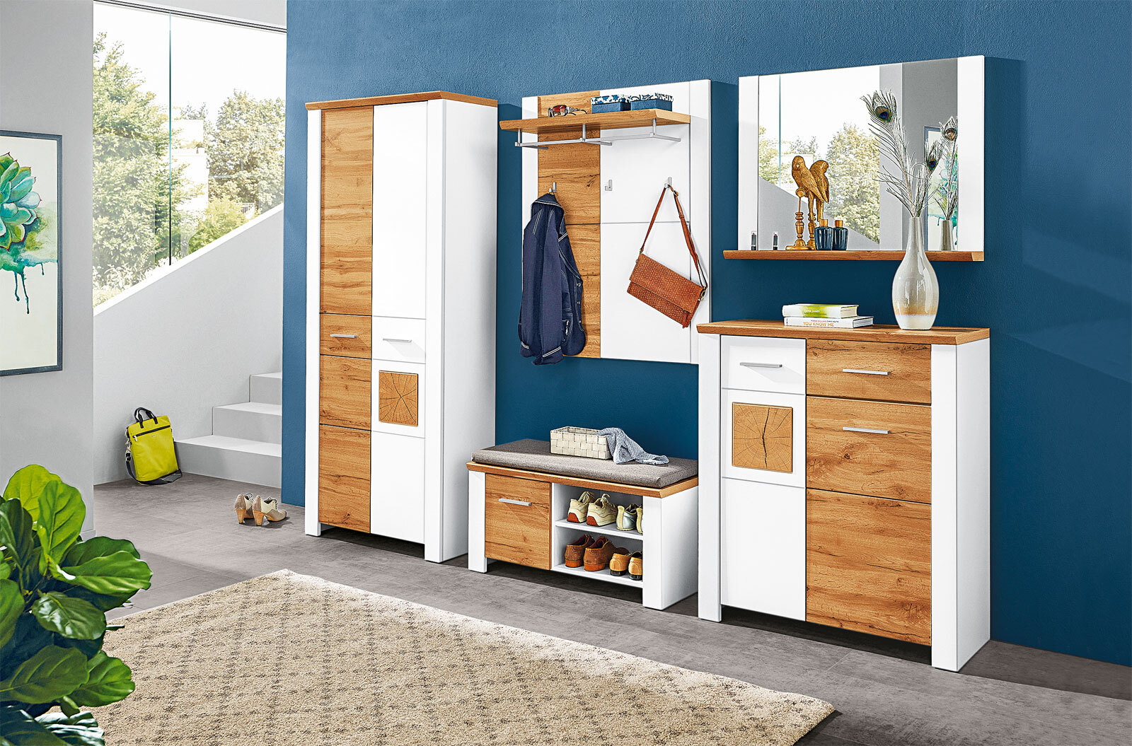 vito Garderobenschrank MATERIO 39 x 80 x 198 cm Holznachbildung braun/weiß