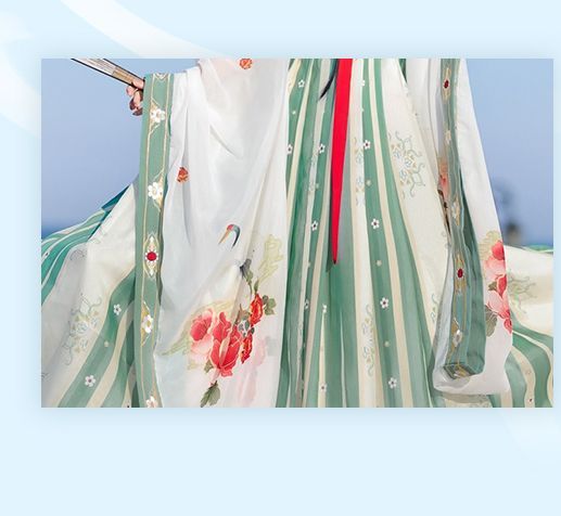 Francoix - Hanfu Set van 2: Geborduurde top met lange mouwen + Maxi-rok met print op de borst