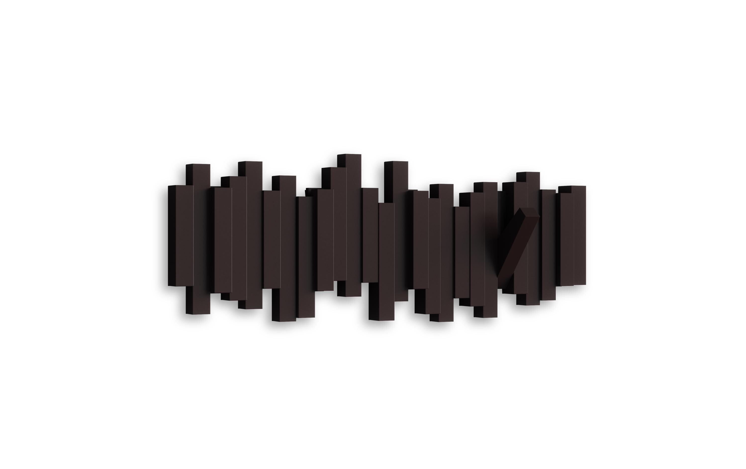Wandgarderobe Sticks DunkelbraunGarderobenleiste mit 5 beweglichen Haken